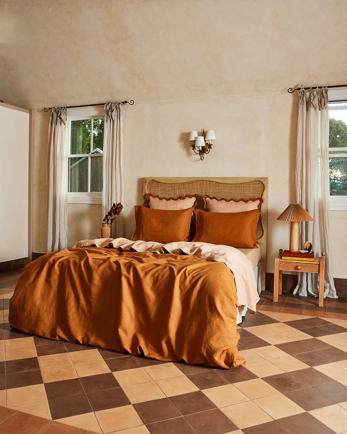 Rust 100% French Flax Linen Duvet Cover Set