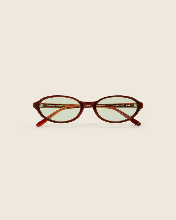 Baby Sunglasses in Layered Brown Tortoise with Green Lenses