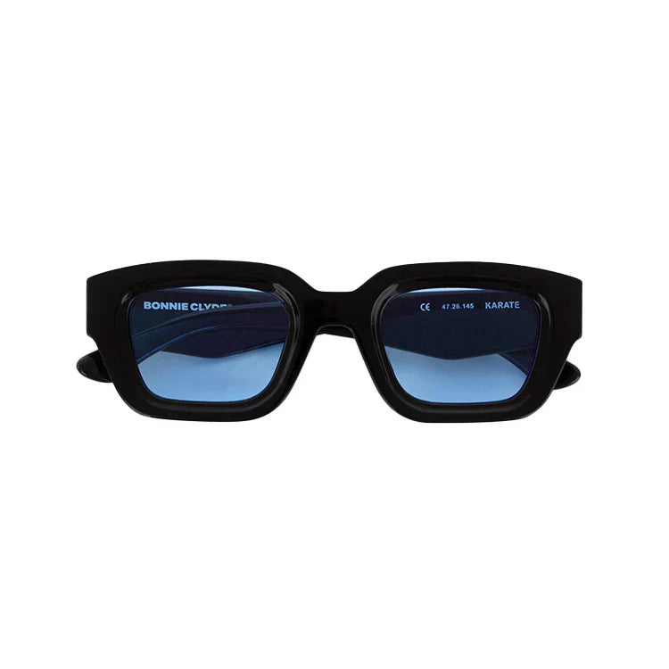 Karate Sunglasses with Black Frames Blue Lenses